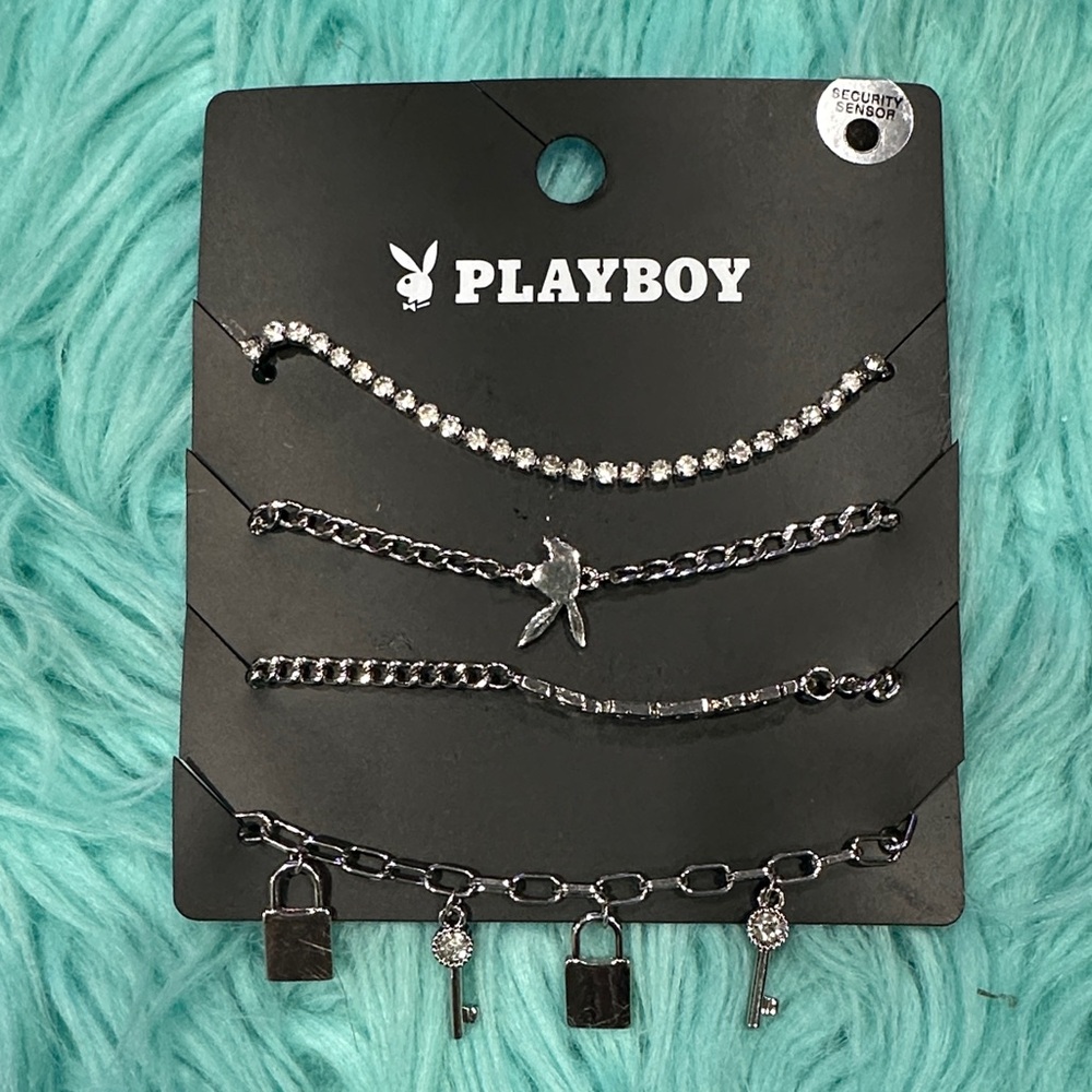 #343 Authentic NWT Playboy Silver Charm Bracelet Collection